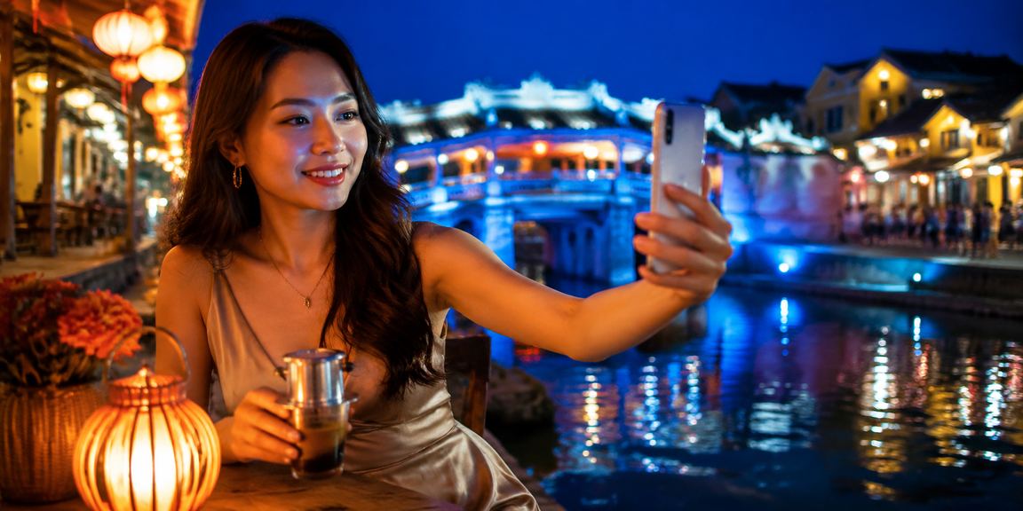 Người dùng Hội An trải nghiệm casino di động bên tách cà phê buổi sáng